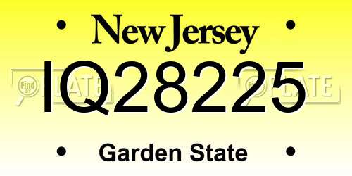 IQ28225 New Jersey License Plate