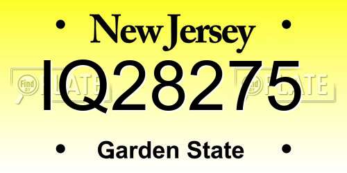 IQ28275 New Jersey License Plate