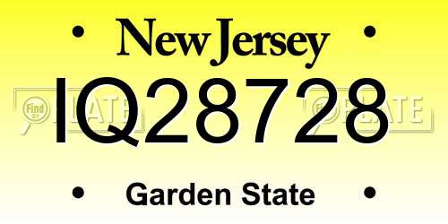 IQ28728 New Jersey License Plate