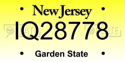IQ28778 New Jersey License Plate