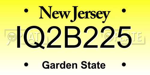IQ2B225 New Jersey License Plate