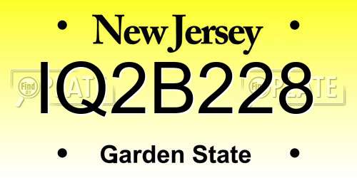 IQ2B228 New Jersey License Plate