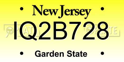 IQ2B728 New Jersey License Plate