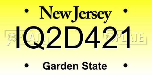 IQ2D421 New Jersey License Plate