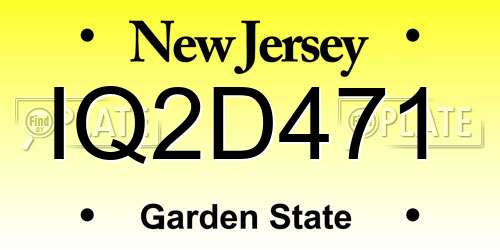 IQ2D471 New Jersey License Plate