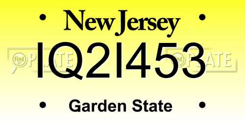 IQ2I453 New Jersey License Plate
