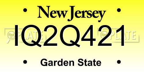 IQ2Q421 New Jersey License Plate