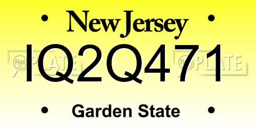 IQ2Q471 New Jersey License Plate