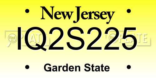 IQ2S225 New Jersey License Plate