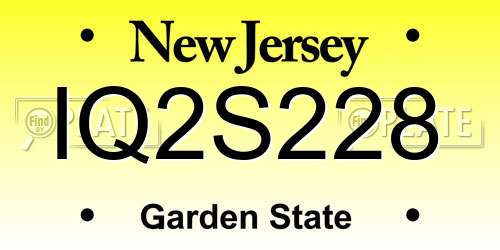 IQ2S228 New Jersey License Plate