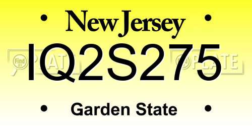 IQ2S275 New Jersey License Plate