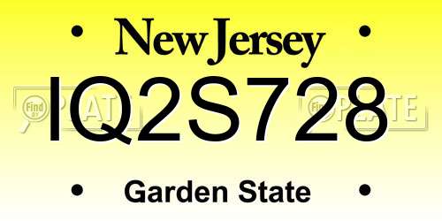 IQ2S728 New Jersey License Plate