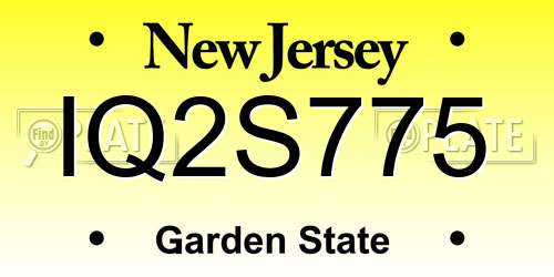 IQ2S775 New Jersey License Plate