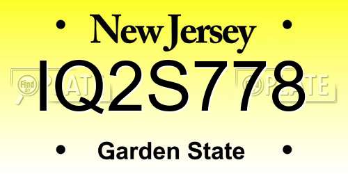 IQ2S778 New Jersey License Plate