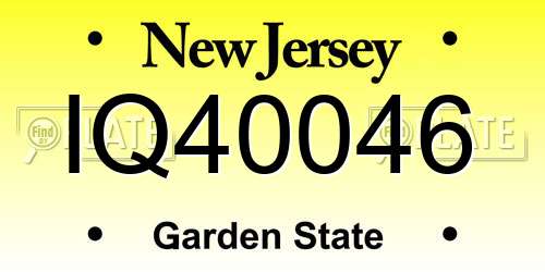 IQ40046 New Jersey License Plate