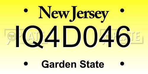 IQ4D046 New Jersey License Plate