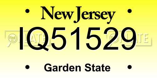 IQ51529 New Jersey License Plate