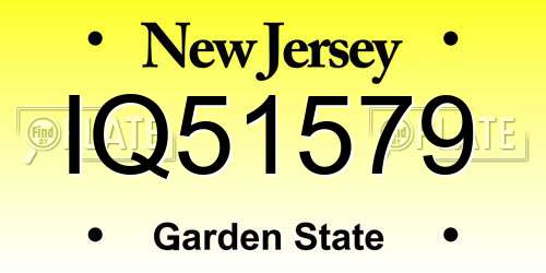 IQ51579 New Jersey License Plate