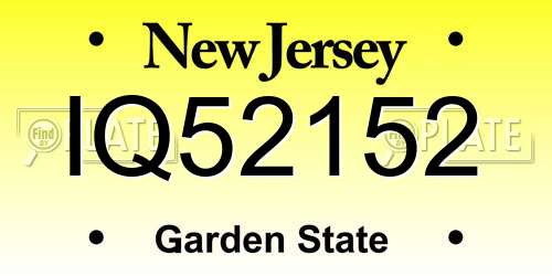 IQ52152 New Jersey License Plate