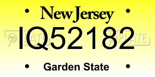 IQ52182 New Jersey License Plate