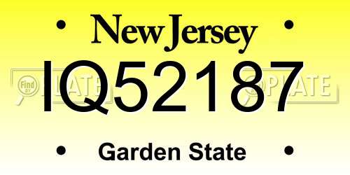 IQ52187 New Jersey License Plate
