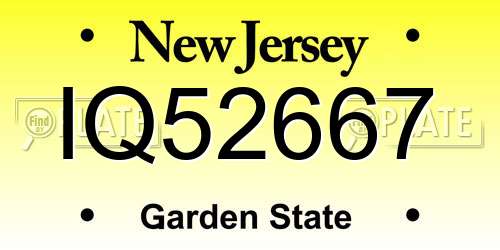 IQ52667 New Jersey License Plate