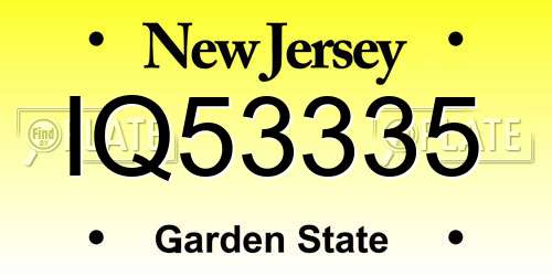 IQ53335 New Jersey License Plate