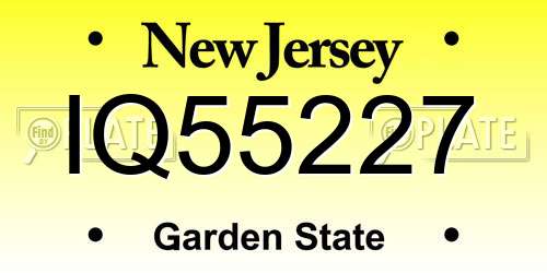IQ55227 New Jersey License Plate