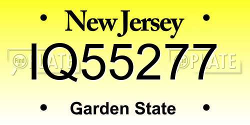 IQ55277 New Jersey License Plate