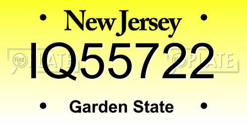 IQ55722 New Jersey License Plate