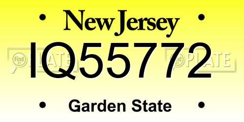 IQ55772 New Jersey License Plate