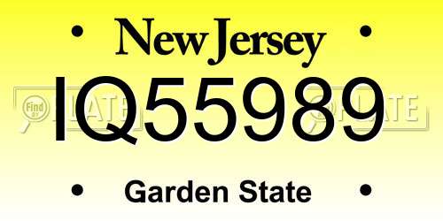 IQ55989 New Jersey License Plate