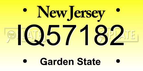 IQ57182 New Jersey License Plate