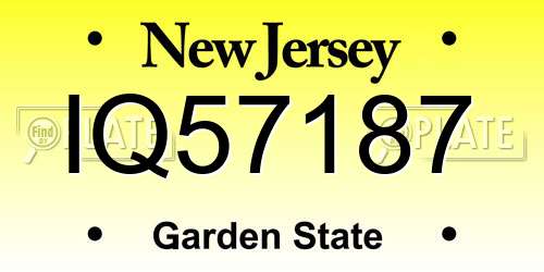 IQ57187 New Jersey License Plate