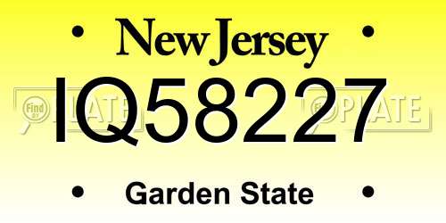 IQ58227 New Jersey License Plate