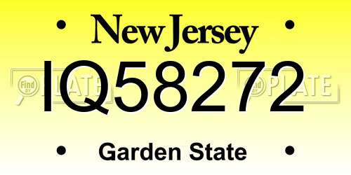 IQ58272 New Jersey License Plate