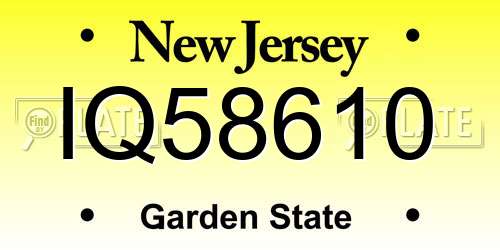 IQ58610 New Jersey License Plate