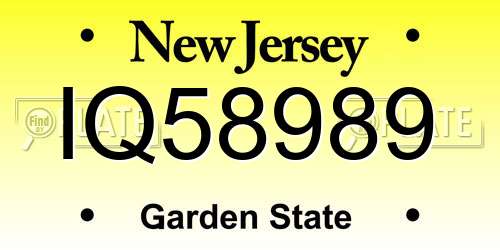 IQ58989 New Jersey License Plate