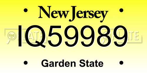 IQ59989 New Jersey License Plate