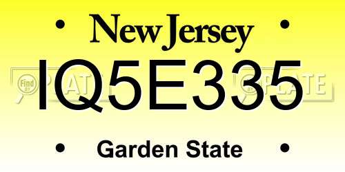 IQ5E335 New Jersey License Plate