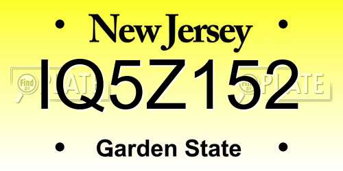 IQ5Z152 New Jersey License Plate