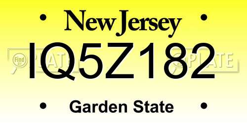 IQ5Z182 New Jersey License Plate