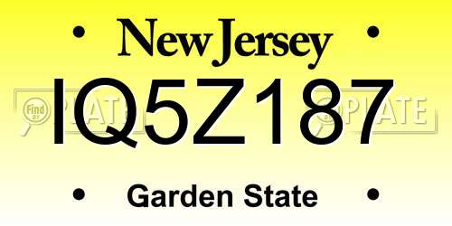 IQ5Z187 New Jersey License Plate