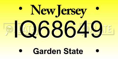 IQ68649 New Jersey License Plate