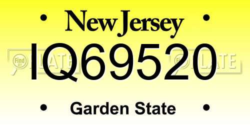 IQ69520 New Jersey License Plate