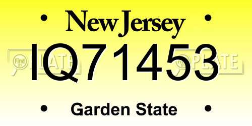 IQ71453 New Jersey License Plate