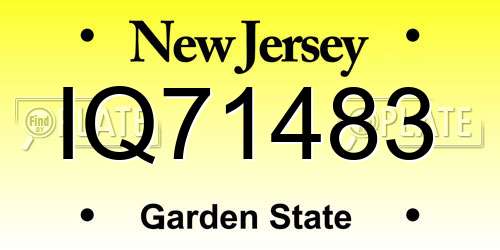 IQ71483 New Jersey License Plate