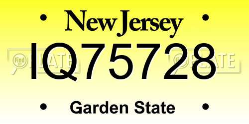 IQ75728 New Jersey License Plate