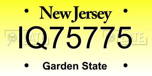 IQ75775 New Jersey License Plate