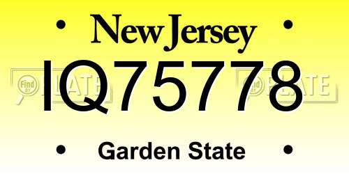 IQ75778 New Jersey License Plate